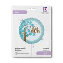 First Birthday Owl Holo Baby Boy foil balloon 46 cm