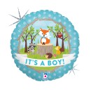 First Birthday Woodland Holo Baby Boy foil balloon 46 cm
