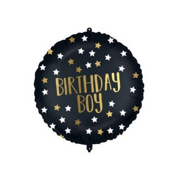 Happy Birthday Black-Gold Birthday Boy foil balloon 46 cm