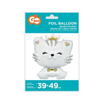 Cat White foil balloon 49 cm