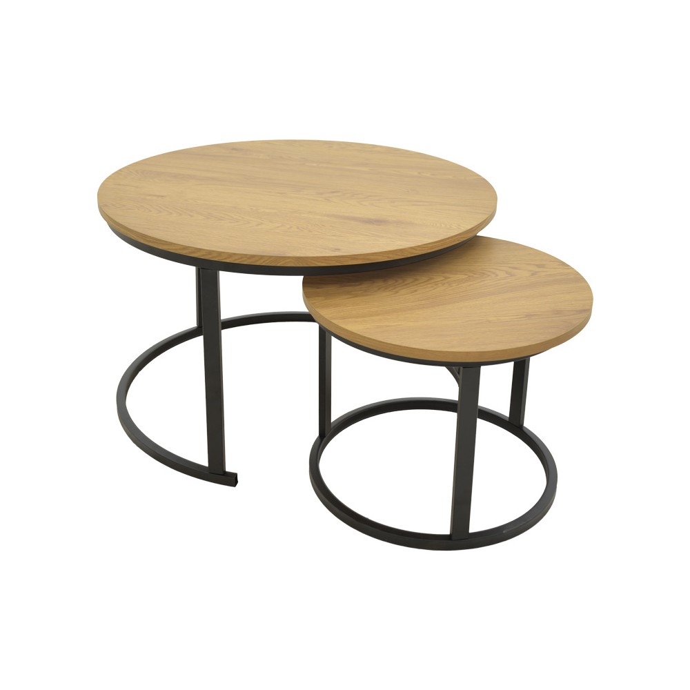 Coffee table Revelon pakoworld set of 2 mdf in oak color Coffee table Revelon pakoworld set of 2 mdf in oak color
