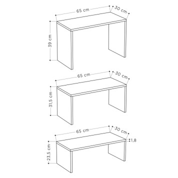 Kantar pakoworld coffee tables set of 3 in natural color 65x30x39cm