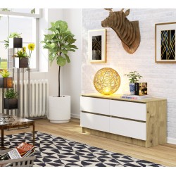 KOMODA K120 4SZ CLP DĄB ARTISAN / BIAŁY