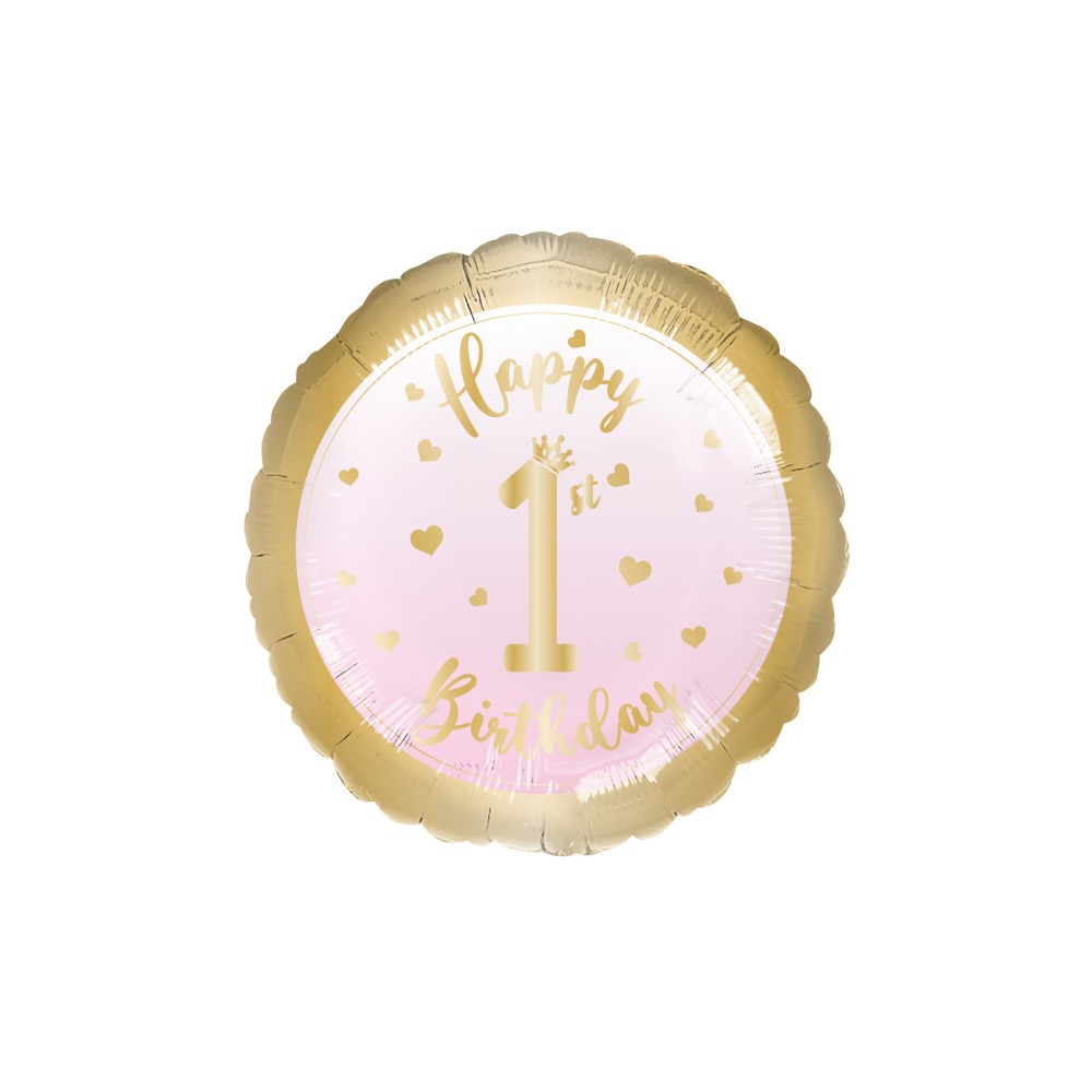 Happy Birthday Pink First Birthday Foil Balloon 43 cm