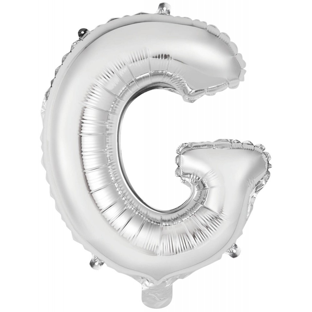Number Silver, Silver G Letter Foil Balloon 45 cm