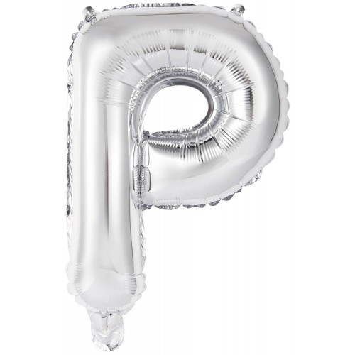 Number Silver, Silver P letter foil balloon 45 cm