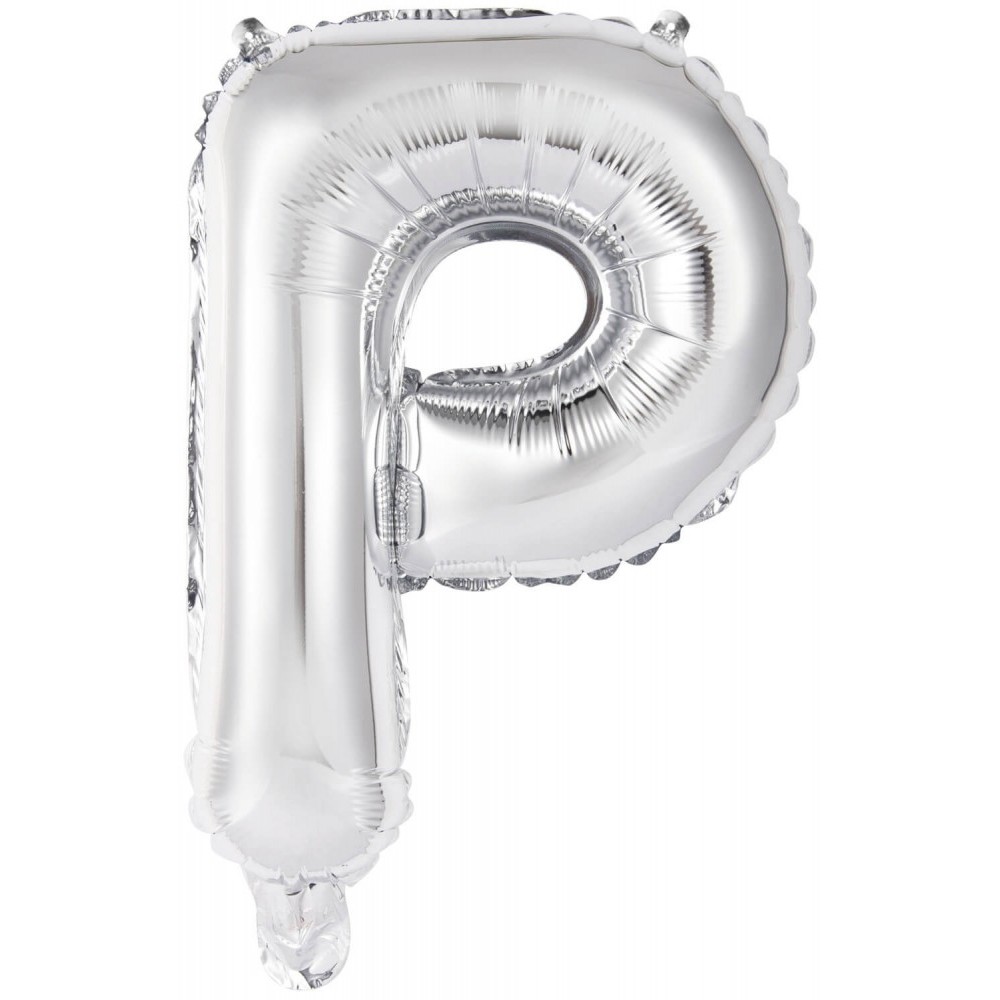Number Silver, Silver P letter foil balloon 45 cm