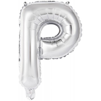 Number Silver, Silver P letter foil balloon 45 cm