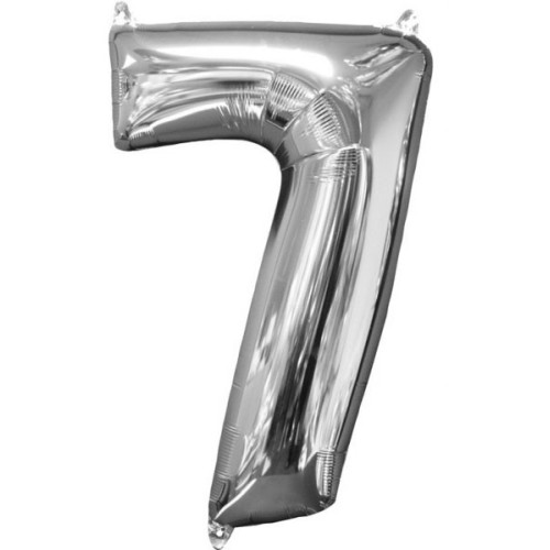 Number Number Foil Balloon 7, Silver 66*43 cm