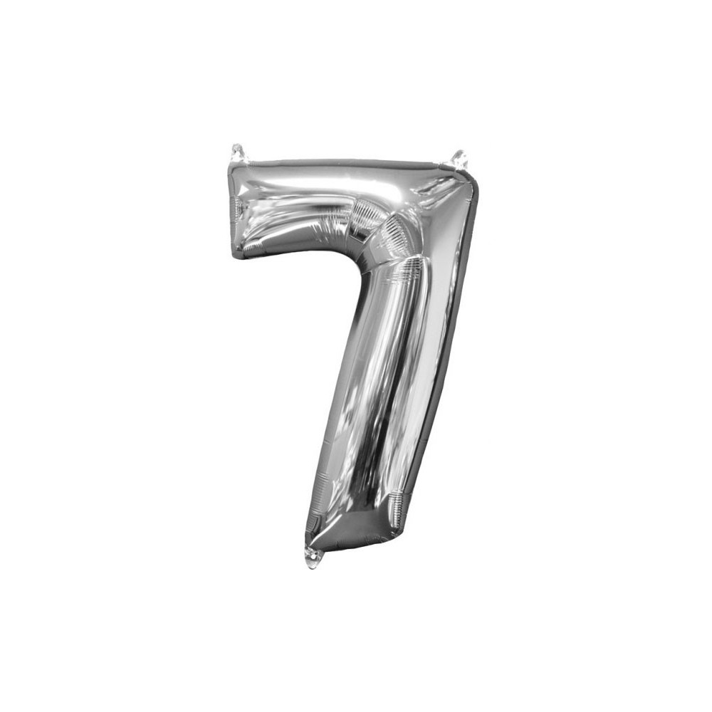 Number Number Foil Balloon 7, Silver 66*43 cm
