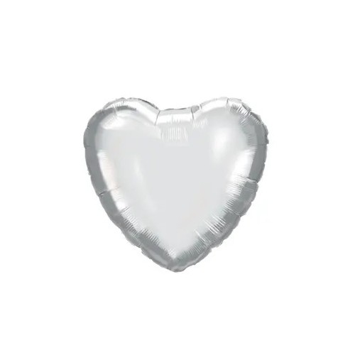 Colour Silver Heart, Silver Heart foil balloon 46 cm