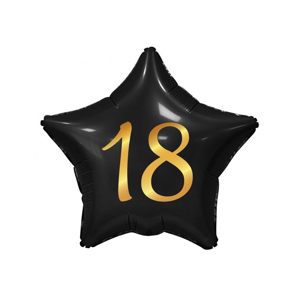 Happy Birthday Black Black Happy Birthday 18 Star Foil Balloon 44 cm