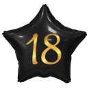 Happy Birthday Black Black Happy Birthday 18 Star Foil Balloon 44 cm