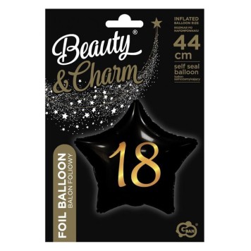 Happy Birthday Black Black Happy Birthday 18 Star Foil Balloon 44 cm