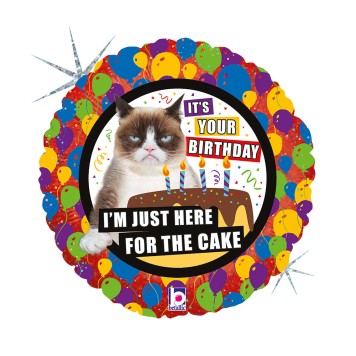 Happy Birthday Cake Holo Grumpy Cat foil balloon 46 cm