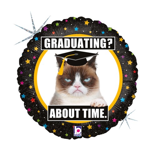 Happy Birthday Gradution Holo Grumpy Cat foil balloon 46 cm