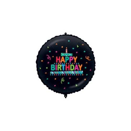 Happy Birthday Happy Birthday Black Confetti Foil Balloon 46 cm