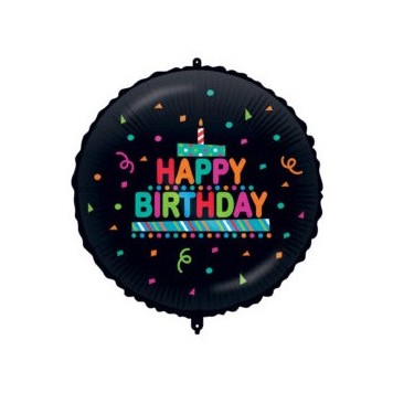 Happy Birthday Happy Birthday Black Confetti Foil Balloon 46 cm