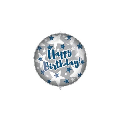 Happy Birthday Happy Birthday Blue Silver Stars foil balloon 46 cm