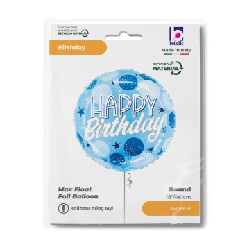 Happy Birthday Blue Spark Happy Birthday foil balloon 46 cm