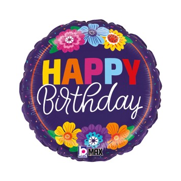 Happy Birthday Bold Blooms Happy Birthday foil balloon 46 cm