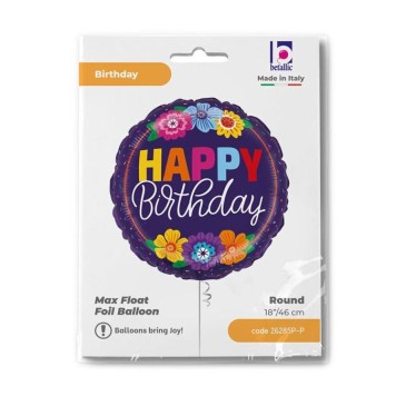 Happy Birthday Bold Blooms Happy Birthday foil balloon 46 cm