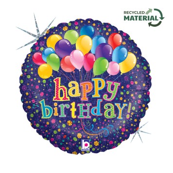 Happy Birthday Bunch Of Balloons Holo Happy Birthday foil balloon 46 cm