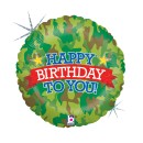 Happy Birthday Camouflage Holo Happy Birthday foil balloon 46 cm