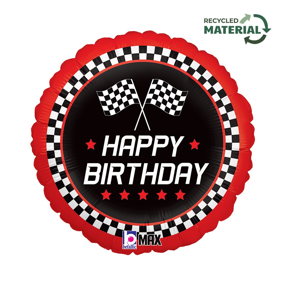 Happy Birthday Checkered Flag Happy Birthday foil balloon 46 cm