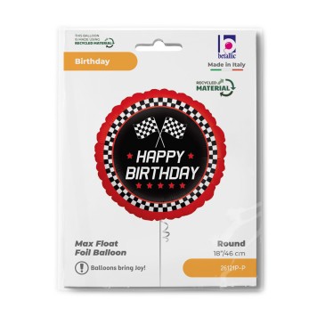 Happy Birthday Checkered Flag Happy Birthday foil balloon 46 cm