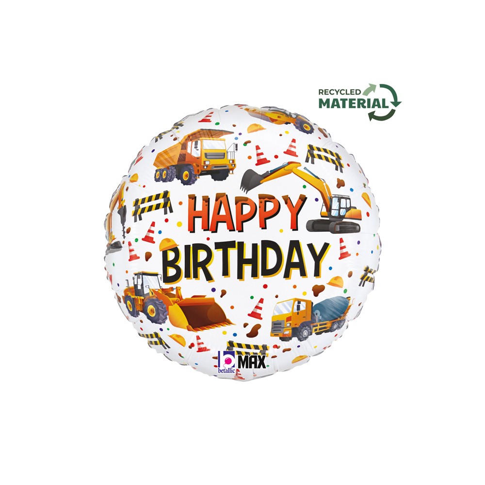 Happy Birthday Construction Equipment Happy Birthday foil balloon 46 cm