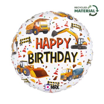 Happy Birthday Construction Equipment Happy Birthday foil balloon 46 cm