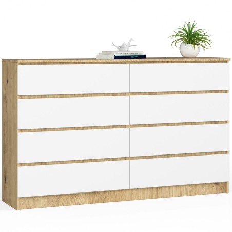 KOMODA K160 8SZ CLP DĄB ARTISAN / BIAŁY