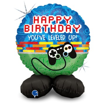 Happy Birthday Controller Happy Birthday foil balloon with base 41 cm