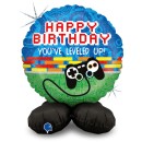 Happy Birthday Controller Happy Birthday foil balloon with base 41 cm