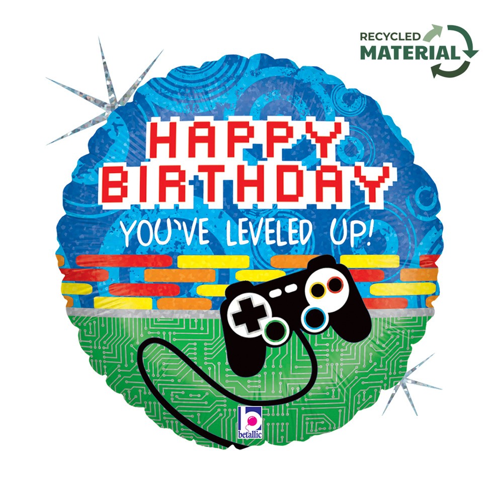 Happy Birthday Controller Holo Happy Birthday foil balloon 46 cm