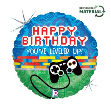 Happy Birthday Controller Holo Happy Birthday foil balloon 46 cm