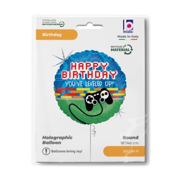 Happy Birthday Controller Holo Happy Birthday foil balloon 46 cm