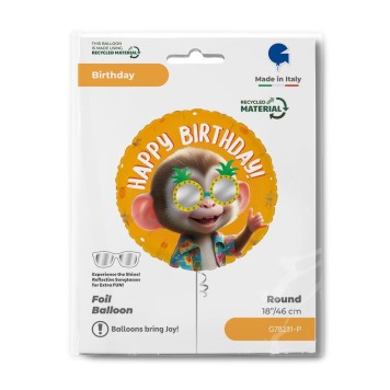 Happy Birthday Cool Monkey Happy Birthday foil balloon 46 cm