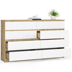 KOMODA K160 8SZ CLP DĄB ARTISAN / BIAŁY
