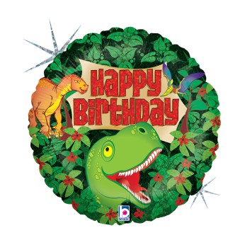 Happy Birthday Dinosaur Holo Happy Birthday foil balloon 46 cm