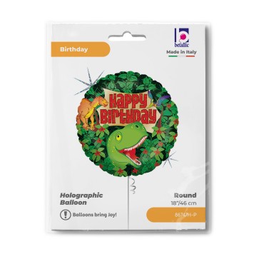 Happy Birthday Dinosaur Holo Happy Birthday foil balloon 46 cm