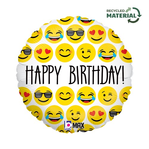 Happy Birthday Emoji Happy Birthday foil balloon 46 cm