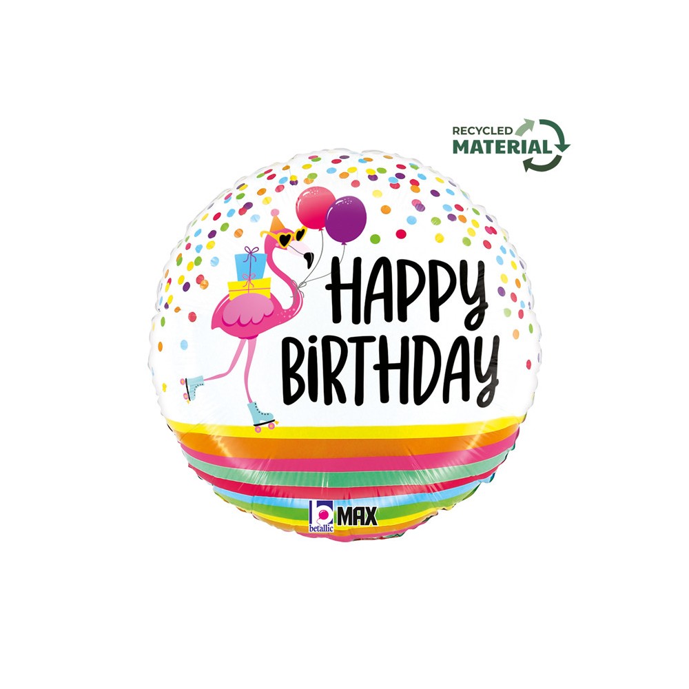 Happy Birthday Flamingo Happy Birthday foil balloon 46 cm