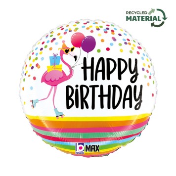 Happy Birthday Flamingo Happy Birthday foil balloon 46 cm