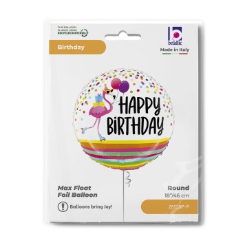 Happy Birthday Flamingo Happy Birthday foil balloon 46 cm