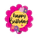 Happy Birthday Flowers Happy Birthday foil balloon 46 cm