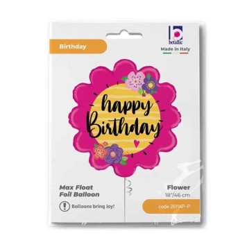 Happy Birthday Flowers Happy Birthday foil balloon 46 cm