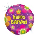 Happy Birthday Flowers Holo Happy Birthday foil balloon 46 cm