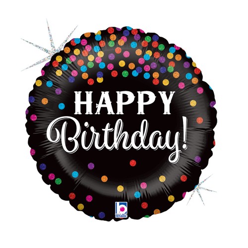 Happy Birthday Glitter Confetti Happy Birthday foil balloon 46 cm